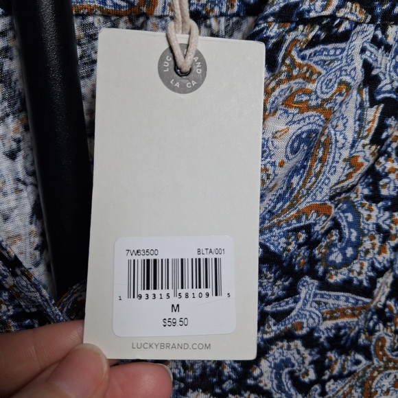 Lucky Brand NWT Women’s Multicolor Paisley Print Long Sleeve Top; Size M - Picture 5 of 6